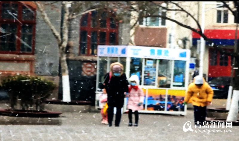 【视频】雪下得紧！青岛市民顶风冒雪出行  第2张