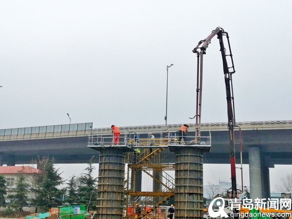重要进展 唐河路-安顺路打通工程首个墩柱浇注完成